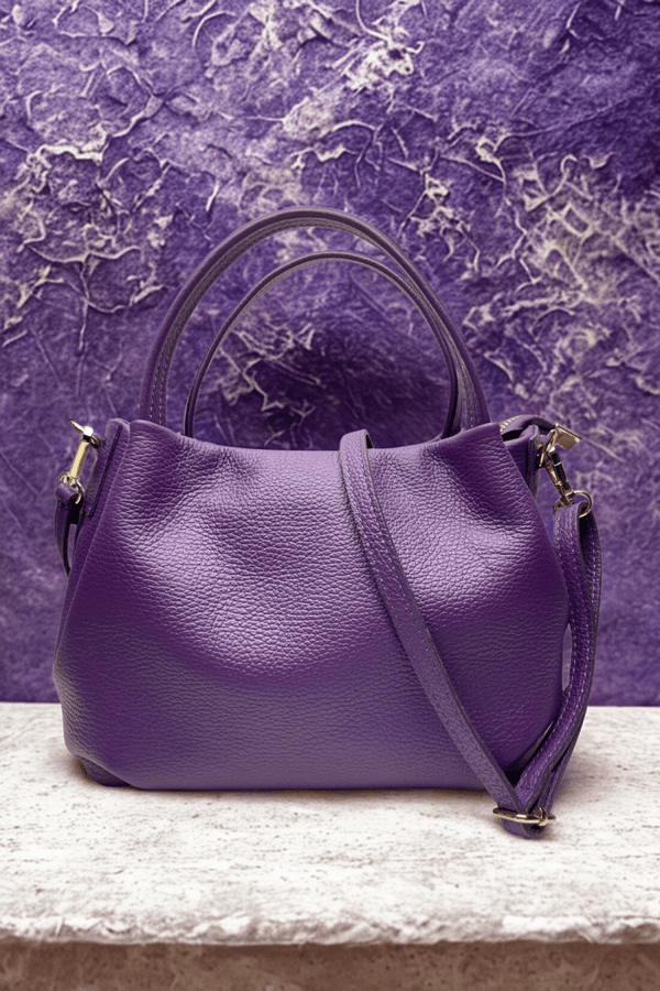 Borsa in vera Pelle "Aurora" - Morbida Pelle - Colore Viola - YULUBAGS