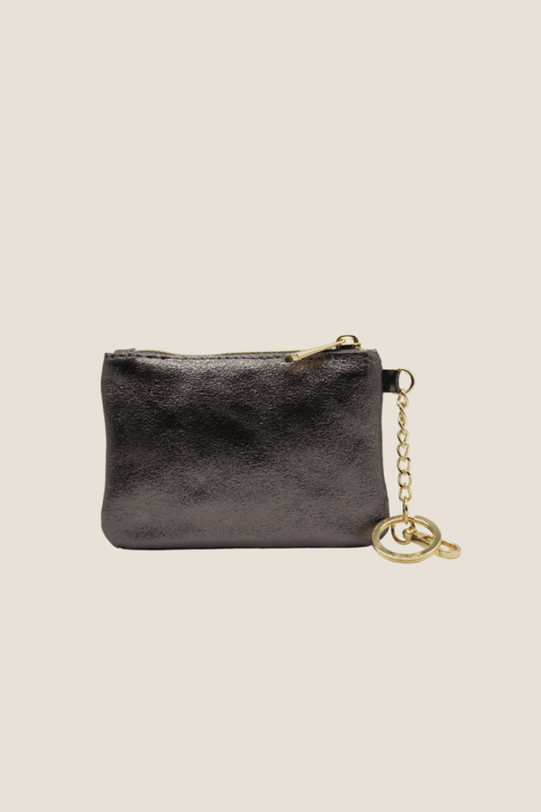 Portachiavi Portamonete in vera Pelle - Colore Laminato Grigio Scuro - YULUBAGS