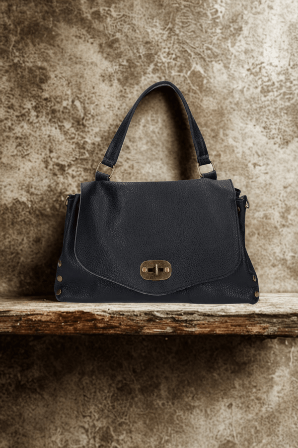 Borsa in vera Pelle "Cassiopeia" - Postina spaziosa ed elegante - Colore Nero - YULUBAGS