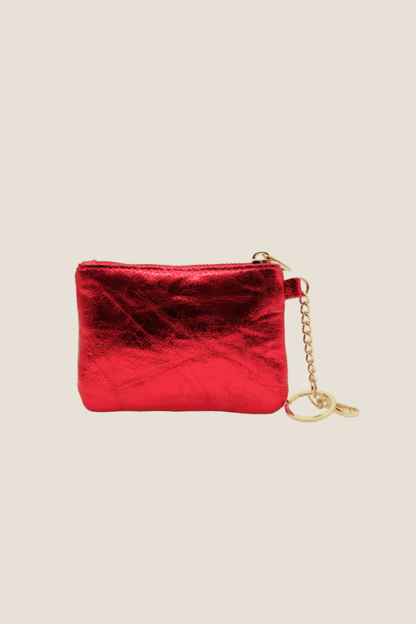 Portachiavi Portamonete in vera Pelle - Colore Laminato Rosso - YULUBAGS