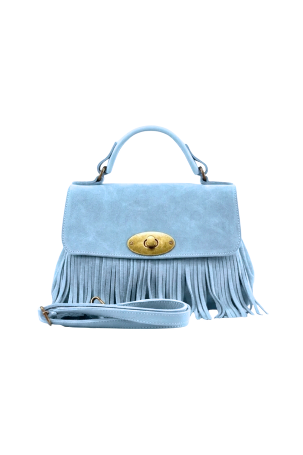 Sbirulino – Postina Camoscio con Frange - Azzurro Polvere