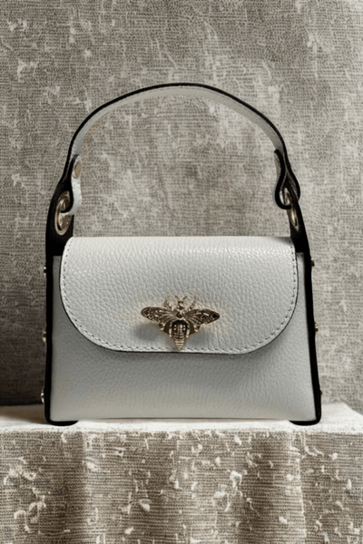 Borsa in vera Pelle "Siren" - Mini Bag Moschettone Ape - Colore Bianco - YULUBAGS