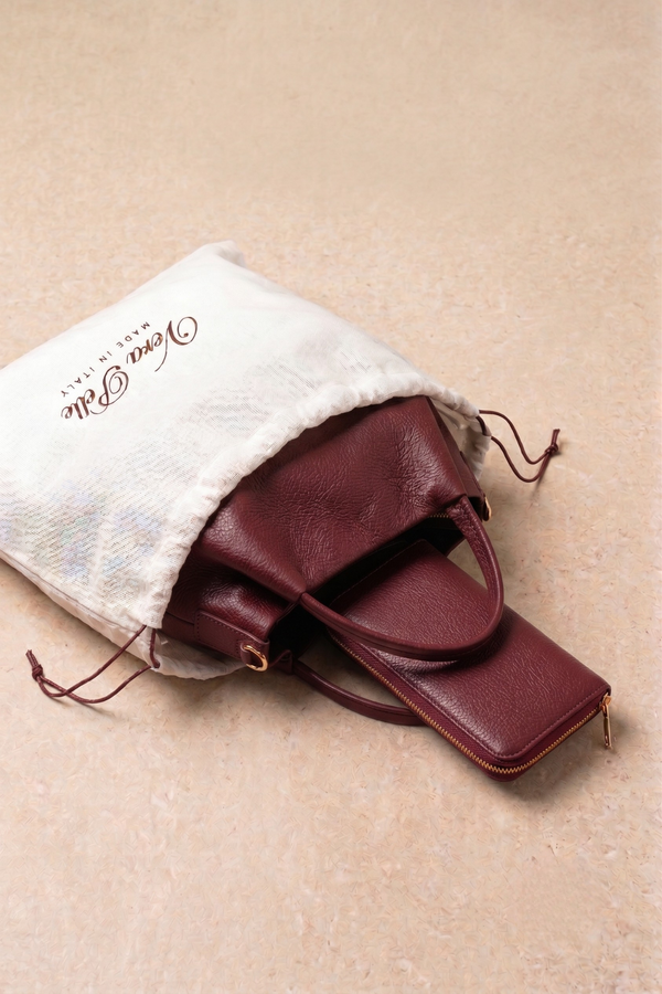 Kit Exclusive Aurora & Allegra - Borsa a Mano/Tracolla e Portafoglio - colore Vinaccia