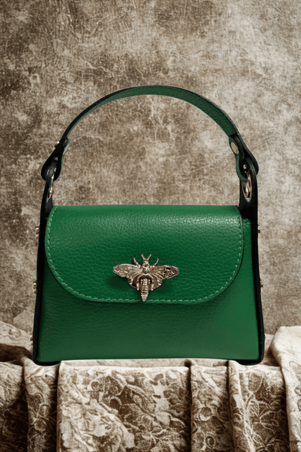 Borsa in vera Pelle "Siren" - Mini Bag Moschettone Ape - Colore Verde - YULUBAGS