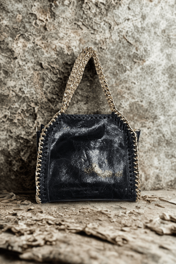 Borsa in vera Pelle "Elettra" - Pelle spazzolata - Colore Nero - YULUBAGS