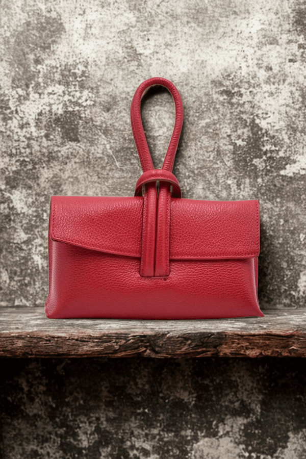 Borsa in vera Pelle "Nodo" - Borsa rettangolare a mano - Colore Rosso - YULUBAGS