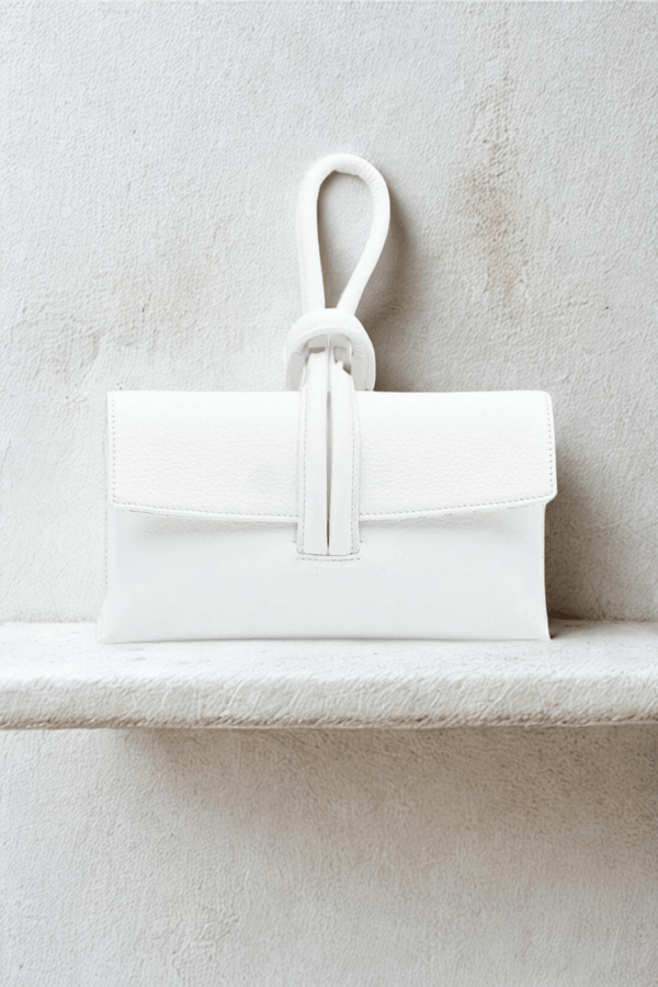 Borsa in vera Pelle "Nodo" - Borsa rettangolare a mano - Colore Bianco - YULUBAGS
