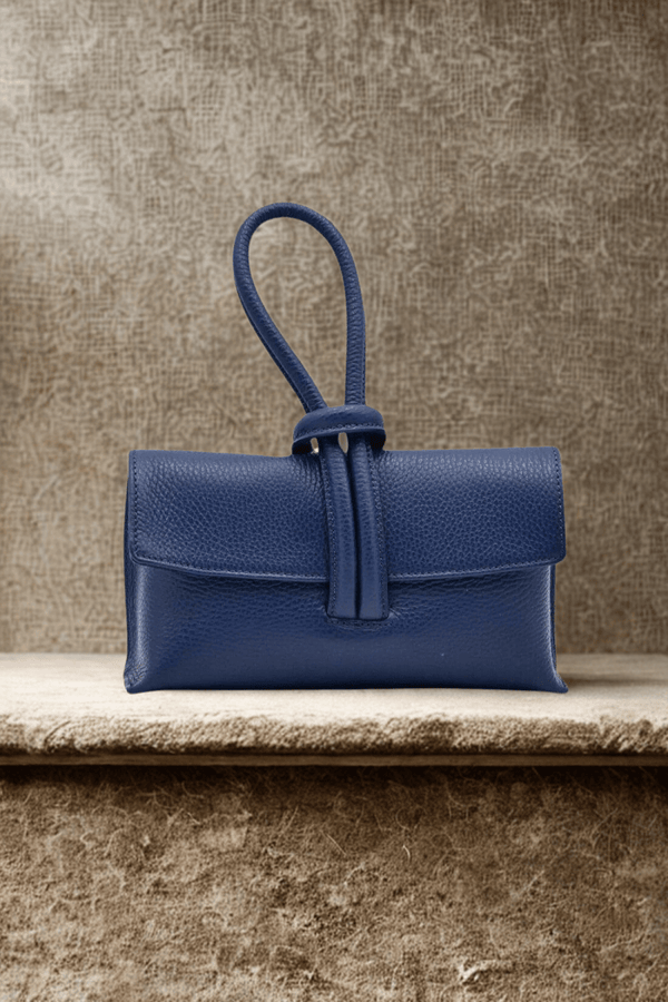 Borsa in vera Pelle "Nodo" - Borsa rettangolare a mano - Colore Blu - YULUBAGS