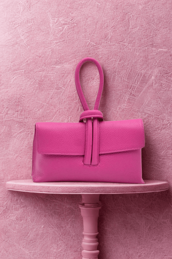 Borsa in vera Pelle "Nodo" - Borsa rettangolare a mano - Colore Fucsia - YULUBAGS