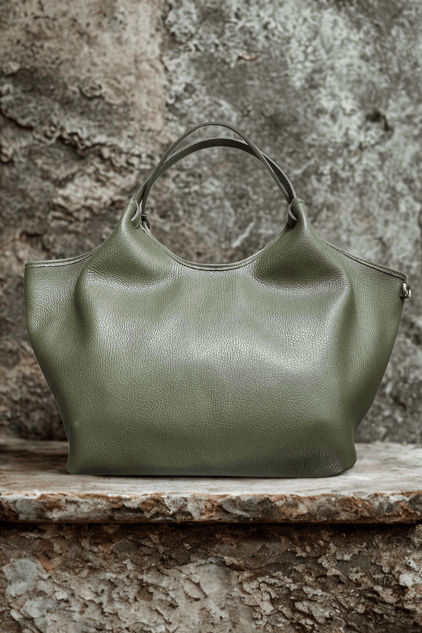 Borsa in vera Pelle "Cleo" - Borsa grande - Colore Verde Oliva - YULUBAGS