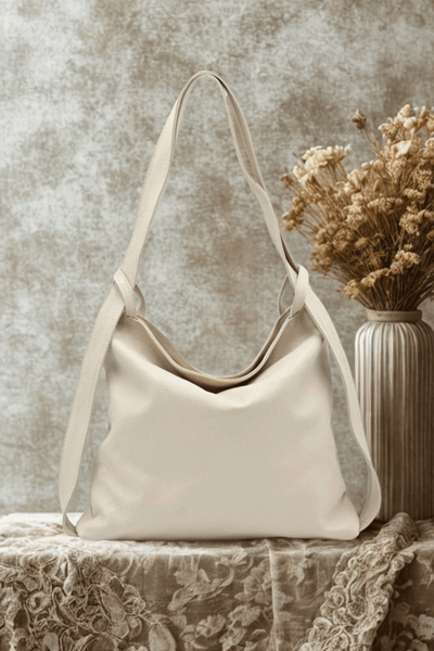 Borsa Zaino 2 in 1 "Valora" - La praticità di uno zaino e l'eleganza di una borsa - Colore Beige Chiaro - YULUBAGS