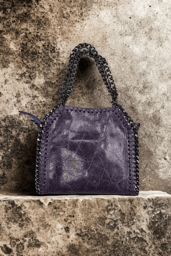 Borsa in vera Pelle "Elettra" - Pelle spazzolata - Colore Viola - YULUBAGS