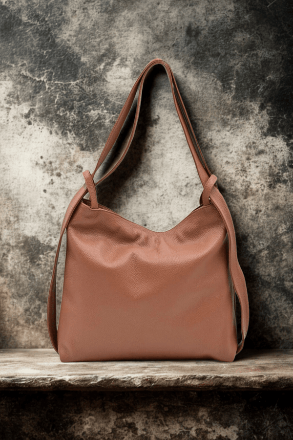 Borsa Zaino 2 in 1 "Valora" - La praticità di uno zaino e l'eleganza di una borsa - Colore Cuoio - YULUBAGS