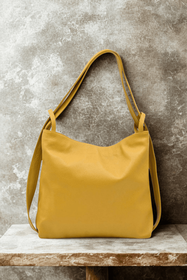Borsa Zaino 2 in 1 "Valora" - La praticità di uno zaino e l'eleganza di una borsa - Colore Giallo - YULUBAGS