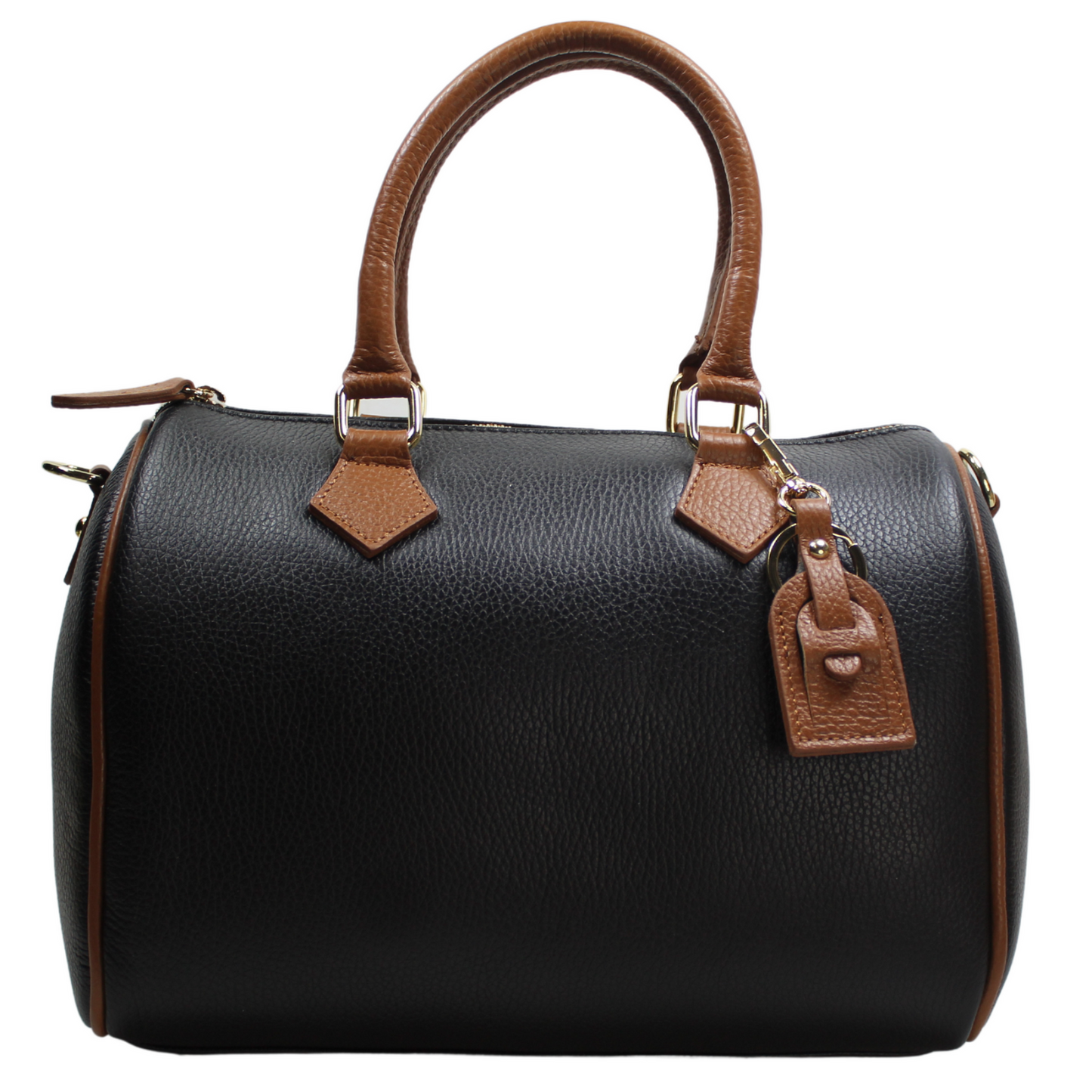 Borsa Bauletto in vera Pelle Avventura Morbida Pelle a mano e tracolla Colore Nero Cuoio