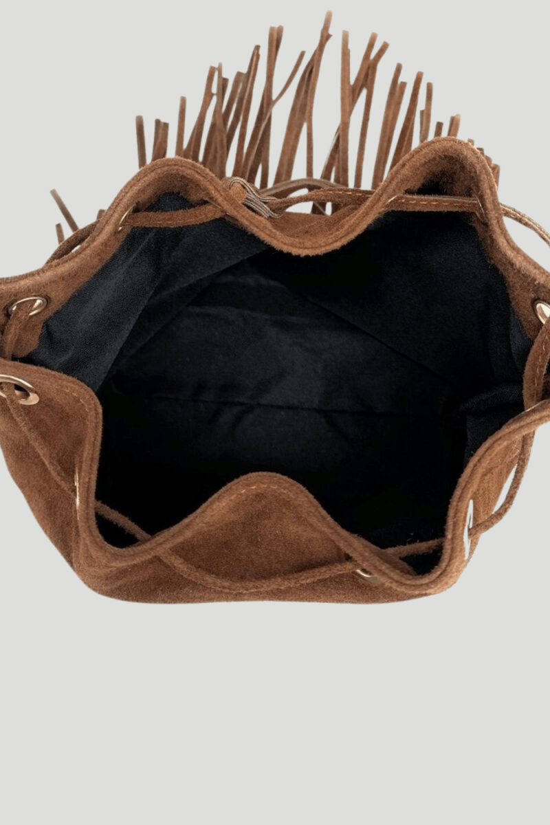 Mango - Borsa da spalla in camoscio color caramello con manico regolabile Mango - Borsa da spalla in camoscio color caramello con manico regolabile