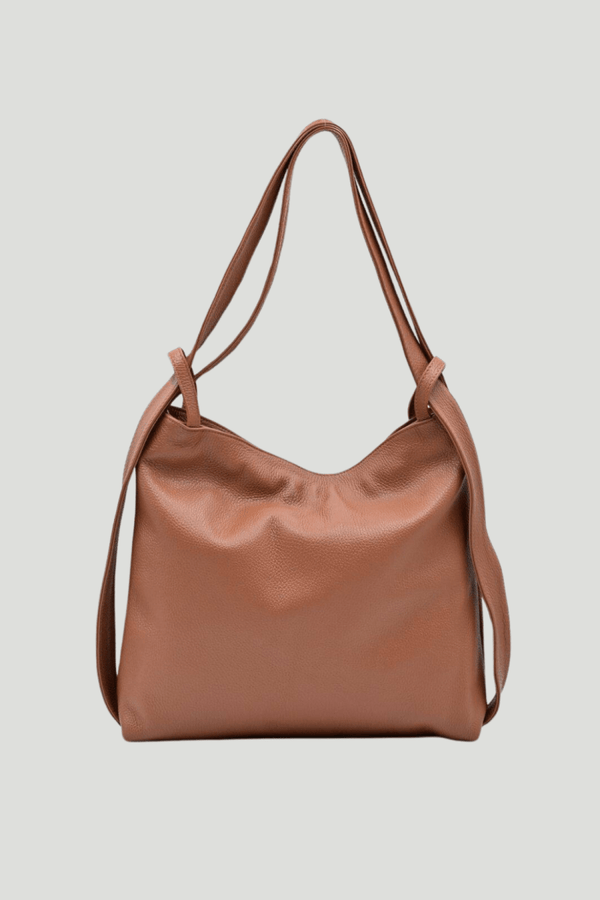 Borsa Zaino 2 in 1 "Valora" - La praticità di uno zaino e l'eleganza di una borsa - Colore Cuoio - YULUBAGS