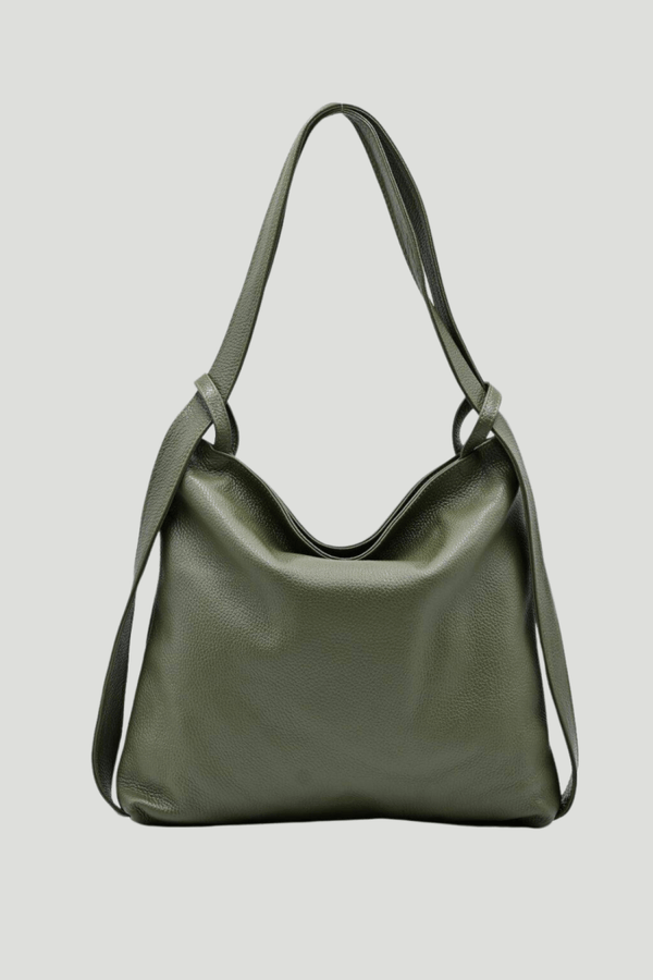 Borsa Zaino 2 in 1 "Valora" - La praticità di uno zaino e l'eleganza di una borsa - Colore Verde Oliva - YULUBAGS