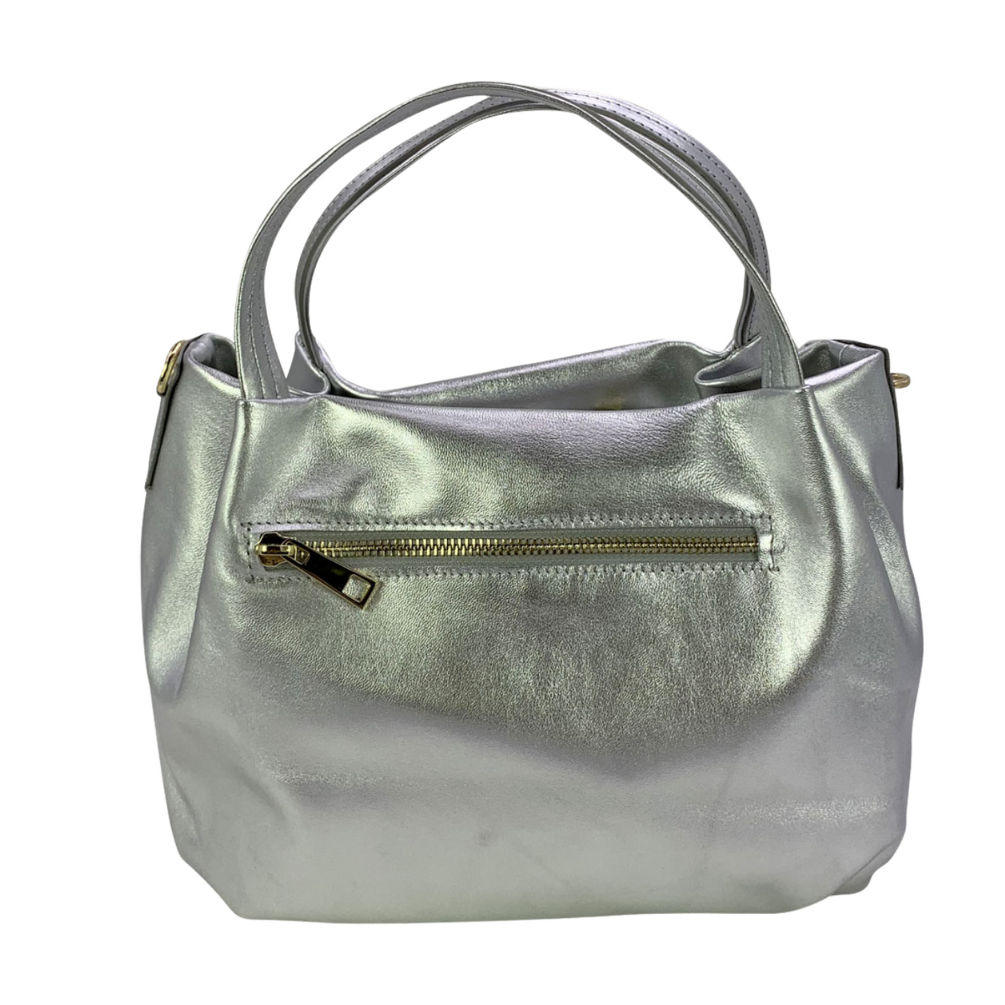 Borsa pelle argento clearance