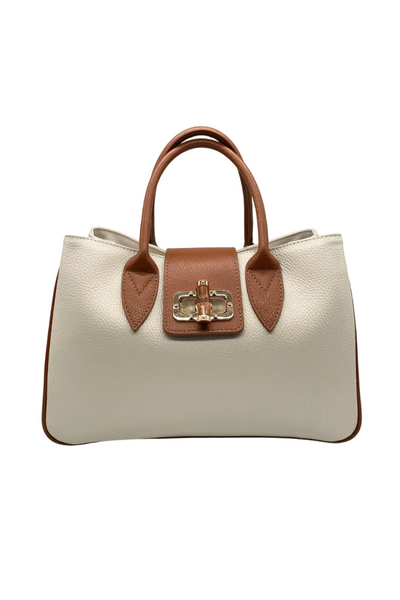 Borsa in vera Pelle "Ametista" - Elegante e Funzionale - Colore Beige / Cuoio - YULUBAGS