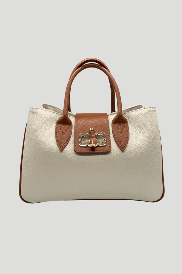 Borsa in vera Pelle "Ametista" - Elegante e Funzionale - Colore Beige / Cuoio - YULUBAGS