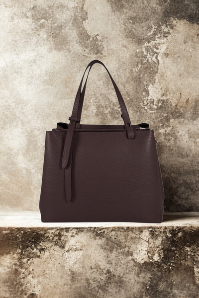 Borsa in vera Pelle "Elysia" - Design e rifiniture Alta Qualità - Colore Testa Di Moro