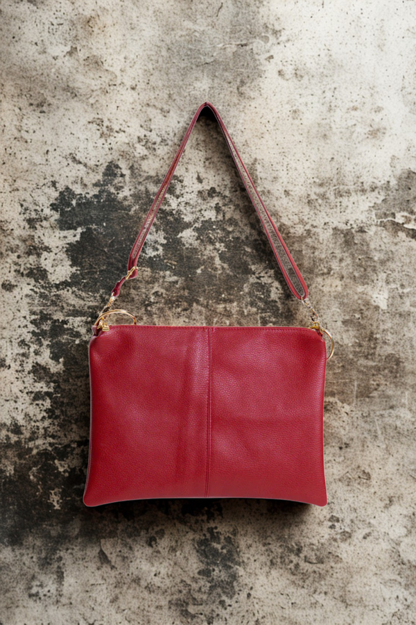 Borsa in vera Pelle "Nives" - Capiente Busta e pochette in pelle - Colore Rosso