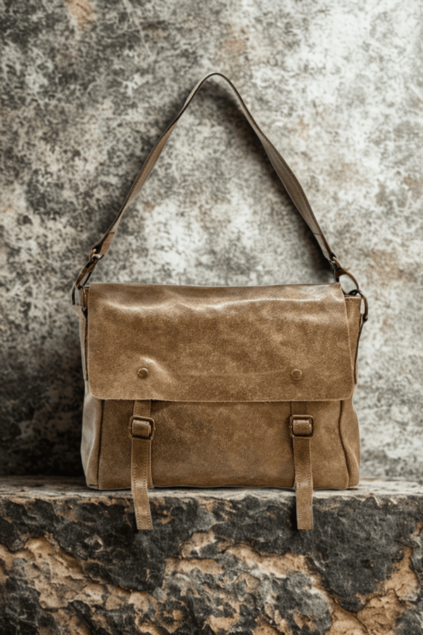 Borsa in vera Pelle "Posta" - Borsa cartella Morbida - Colore Taupe - YULUBAGS