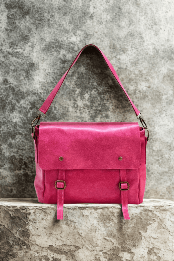 Borsa in vera Pelle "Posta" - Borsa cartella Morbida - Colore Fucsia - YULUBAGS