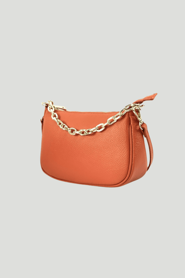 Borsa in vera Pelle "Solara" - A mano tracolla e Spalla - Colore Arancione - YULUBAGS