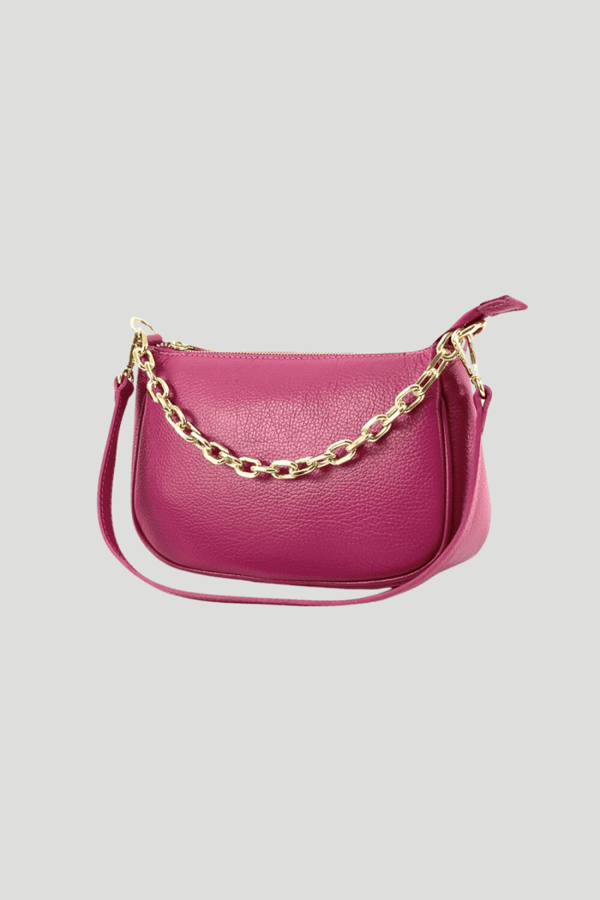 Borsa in vera Pelle "Solara" - A mano tracolla e Spalla - Colore Fucsia - YULUBAGS
