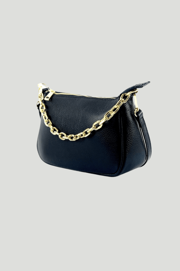 Borsa in vera Pelle "Solara" - A mano tracolla e Spalla - Colore Nero - YULUBAGS