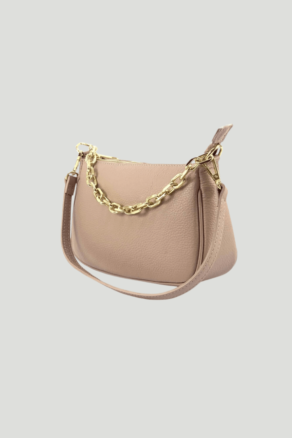 Borsa in vera Pelle "Solara" - A mano tracolla e Spalla - Colore Rosa Cipria - YULUBAGS