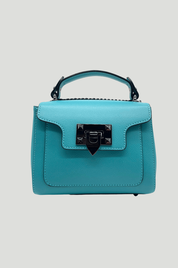 Borsa in vera Pelle "Iride" - Con catena e doppio scomparto - Colore Tiffany - YULUBAGS