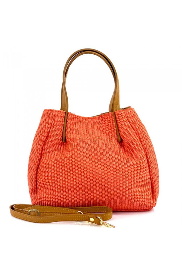 Brezza - Eleganza Estiva in Raffia e Vera Pelle - Colore Arancione