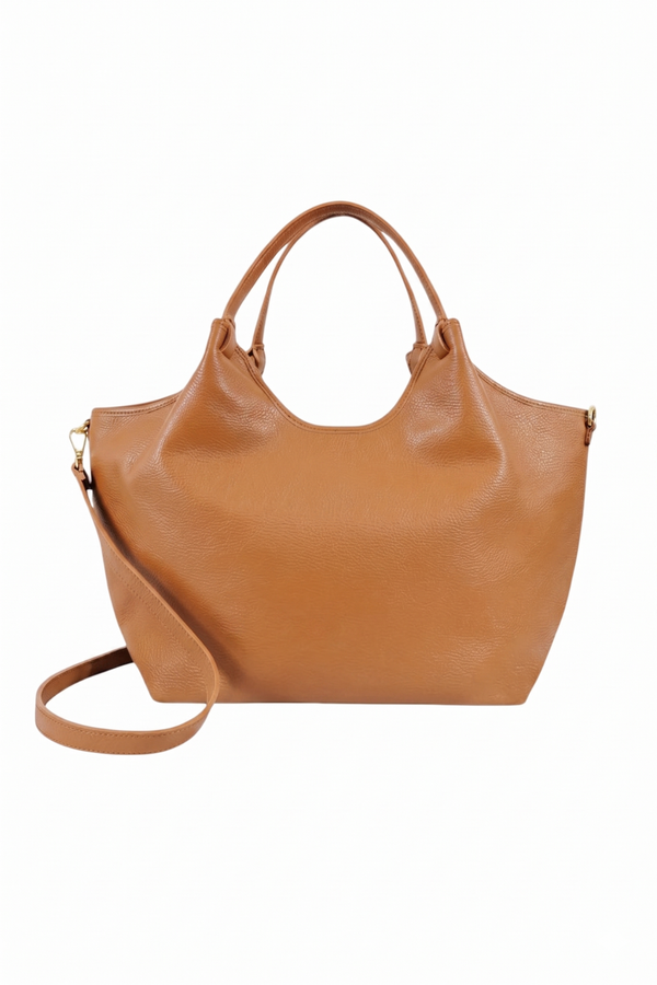 Cleo - Borsa grande formato in morbida pelle - colore Cuoio