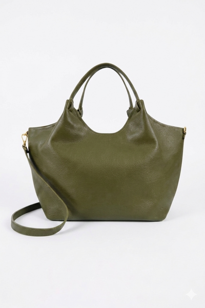 Cleo - Borsa grande formato in morbida pelle - colore Verde Oliva