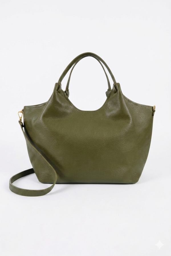 Cleo - Borsa grande formato in morbida pelle - colore Verde Oliva