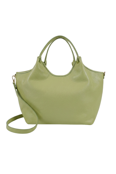 Cleo - Borsa grande formato in morbida pelle - colore Verde Chiaro