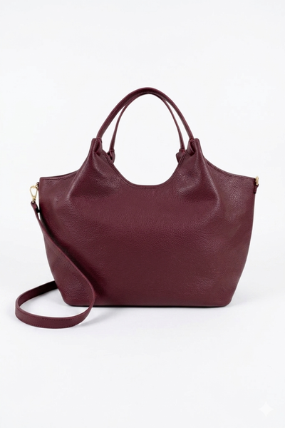 Cleo - Borsa grande formato in morbida pelle - colore Vinaccia