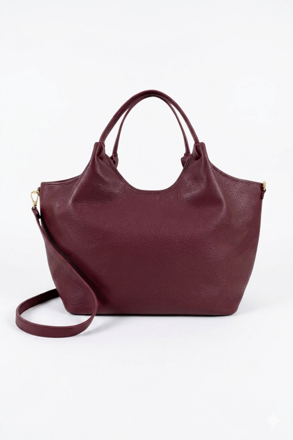 Cleo - Borsa grande formato in morbida pelle - colore Vinaccia