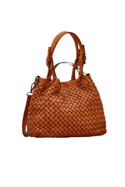 Fiorenza – Borsa in Pelle Intrecciata Made in Italy -Colore Cuoio