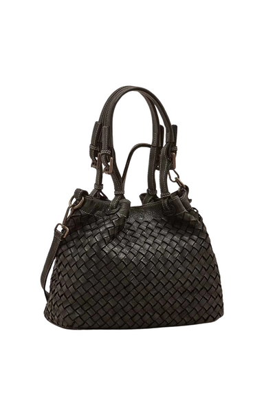 Fiorenza – Borsa in Pelle Intrecciata Made in Italy -Colore Nero