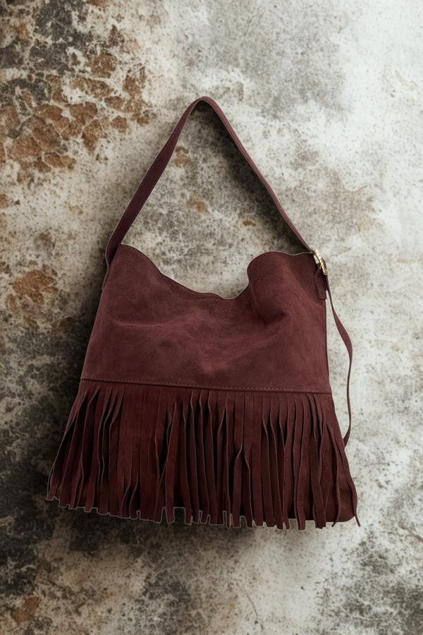 Medea  – Morbido Camoscio con Frange - Colore Bourdeaux