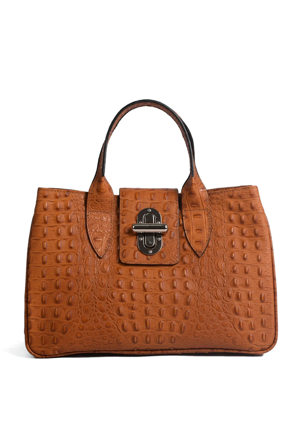 Melody - Vera Pelle Stampa Cocco – Colore Cuoio