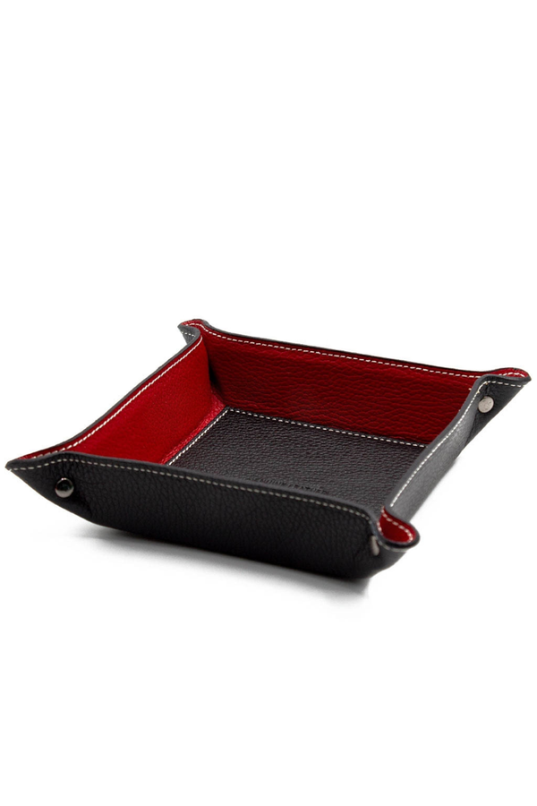 Svuotatasche Artigianale in Pelle - Colore Nero / Rosso