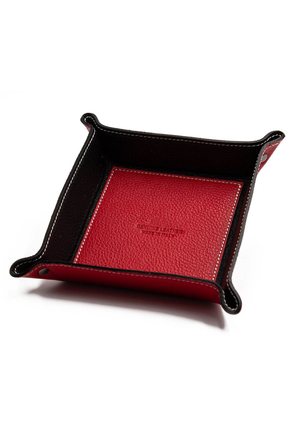 Svuotatasche Artigianale in Pelle - Colore Rosso / Nero