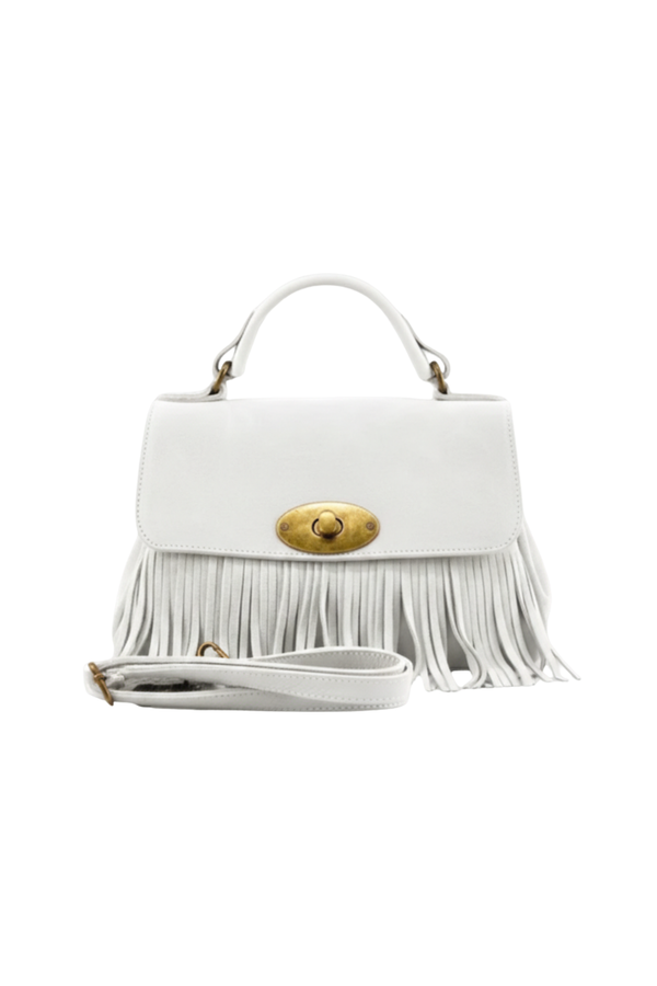 Sbirulino – Postina Camoscio con Frange - Colore Bianco