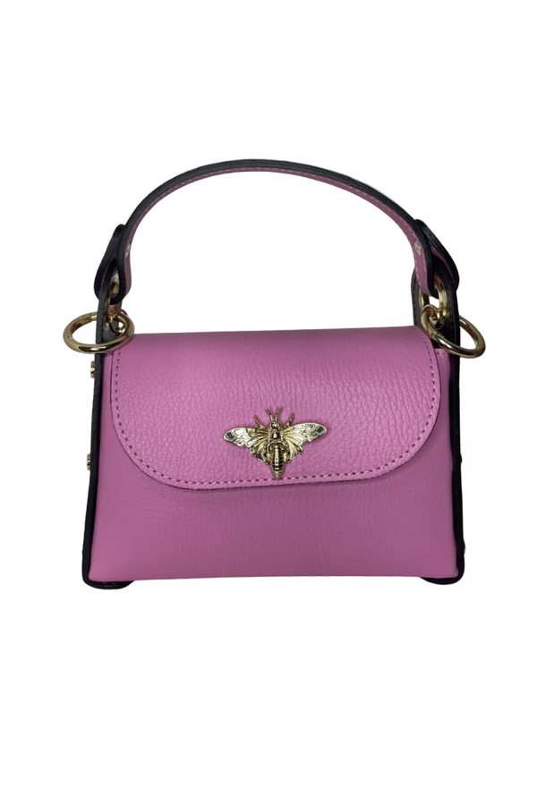 Borsa in vera Pelle "Siren" - Mini Bag Moschettone Ape - Colore Rosa - YULUBAGS
