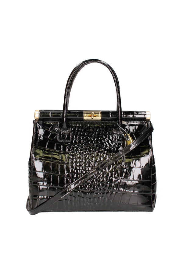 Talia  – Strutturata trama pelle Cocco - Colore Nero